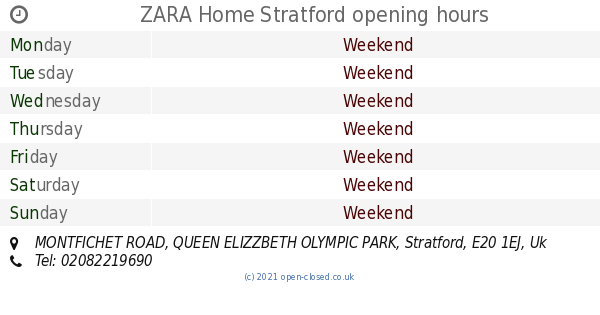 zara home stratford opening times