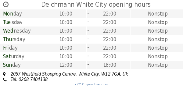 White City opening times, 2057 Shopping Centre