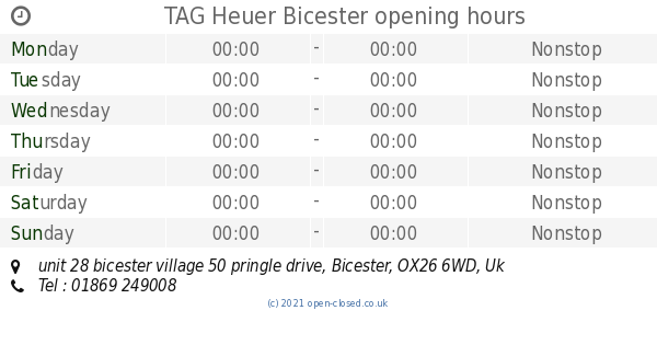 TAG Heuer Bicester opening times unit 28 bicester village 50