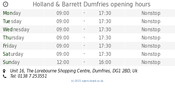 Holland & Barrett Dumfries opening times, Unit 16, The ...