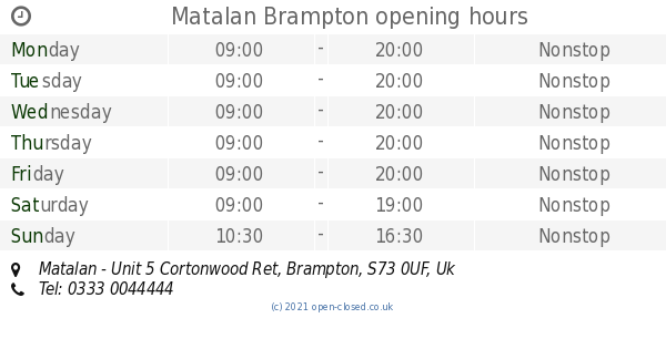 Matalan Brampton opening times Matalan Unit 5 Cortonwood Ret