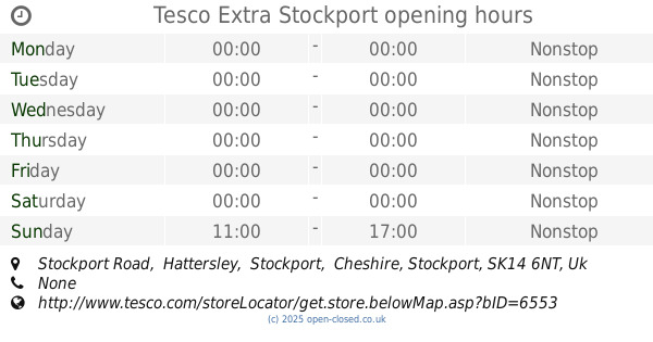 Tesco Extra Stockport Opening Times Stockport Road Hattersley 
