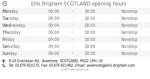 Ellis Brigham SCOTLAND opening times, 9-10 Grampian Rd, Aviemore