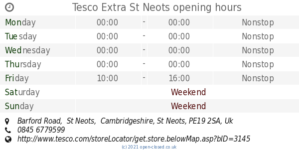 tesco travel money opening times st neots