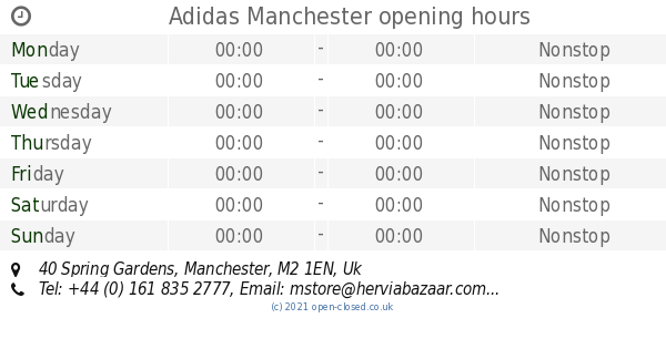 Adidas Manchester Opening Times 40 Spring Gardens