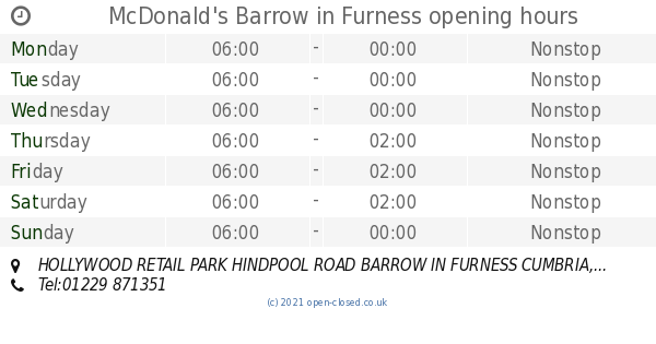 McDonald s Barrow in Furness opening times HOLLYWOOD RETAIL PARK