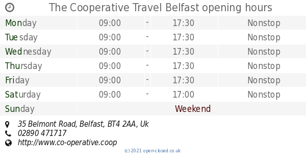 reliable travel belfast opening hours