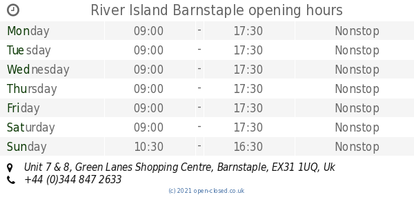River Island Barnstaple opening times, Unit 7 & 8, Green Lanes Shopping ...