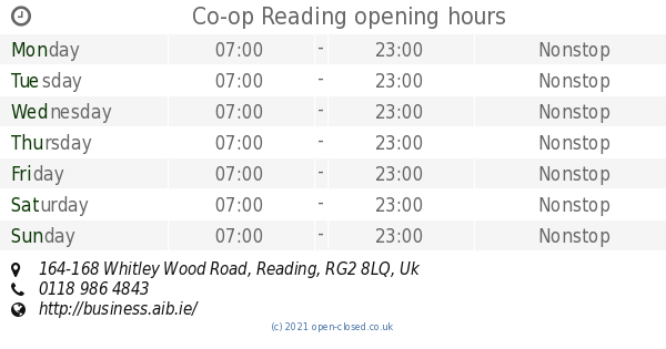 Co Op Reading Opening Times 164 168 Whitley Wood Road