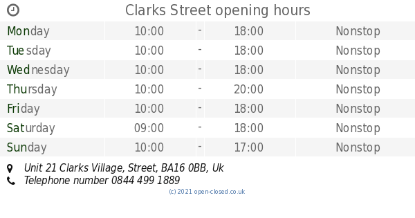 clarks street opening times