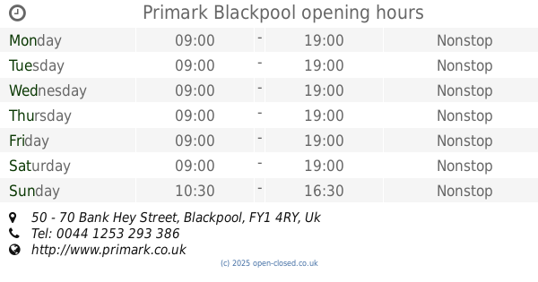 Primark Blackpool Opening Times 50 70 Bank Hey Street