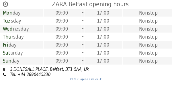 zara belfast opening hours