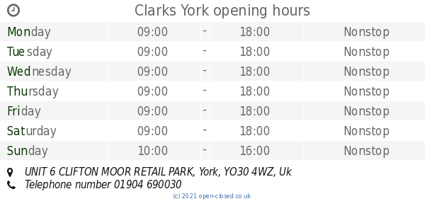 clarks monks cross opening times