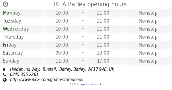 IKEA Batley opening times Holden Ing Way Birstall Batley