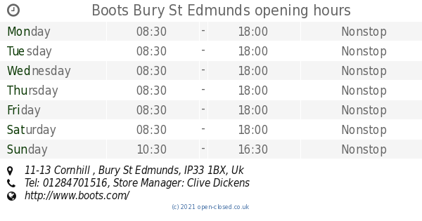 Boots Bury St Edmunds Opening Times 11 13 Cornhill