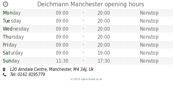 ru Tarmfunktion Bortset Deichmann Manchester opening times, L20 Arndale Centre