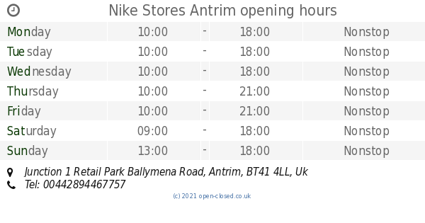 nike junction one opening times