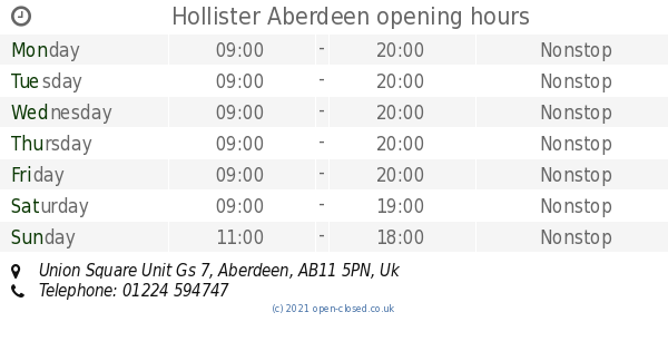 hollister belfast opening hours