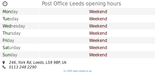 post office leeds road harrogate opening times